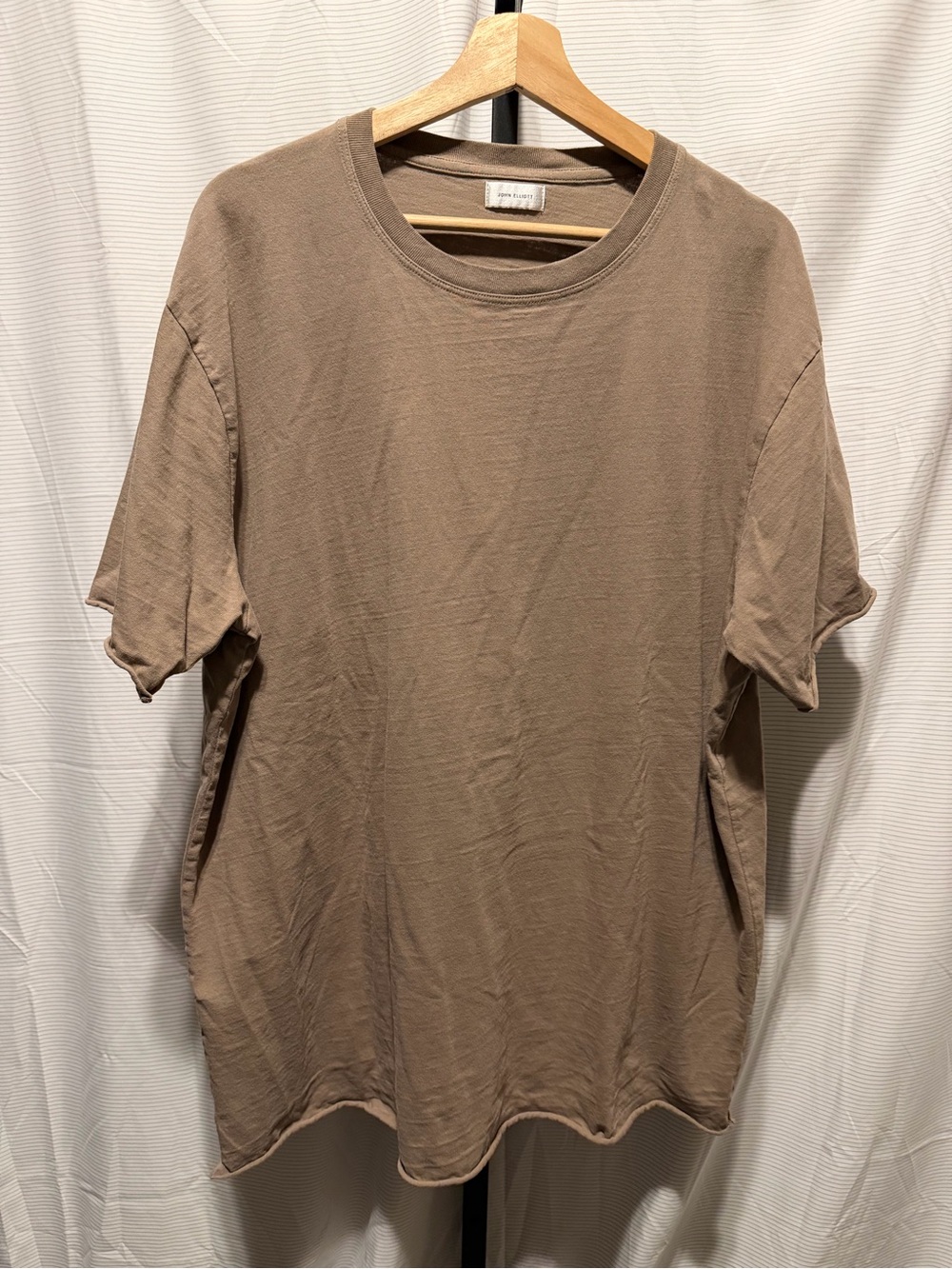 John Elliott Shroom Tan Brown Anti Expo T-Shirt Raw Hem Size 5 / 2XL